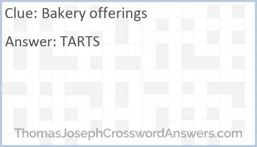 Bakery offerings Answer