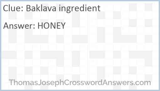 Baklava ingredient Answer