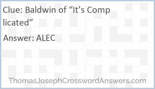Baldwin of “It’s Complicated” Answer