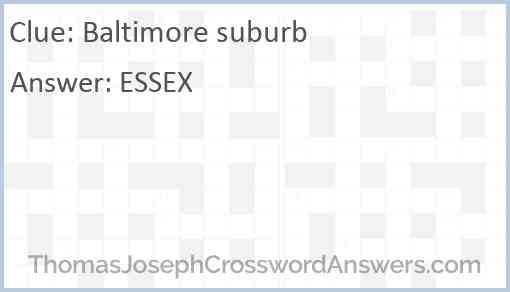 Baltimore suburb Answer