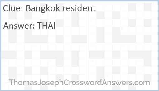 Bangkok resident Answer