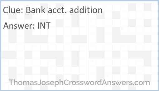 Bank acct. addition Answer