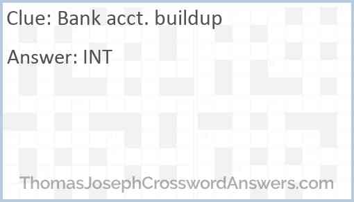 Bank acct. buildup Answer