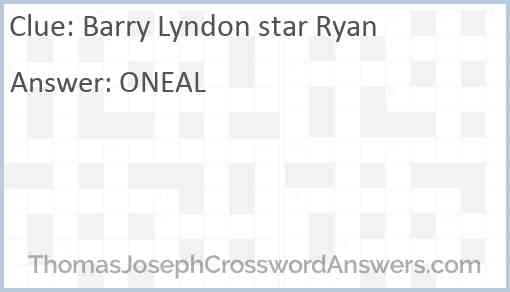 Barry Lyndon star Ryan Answer