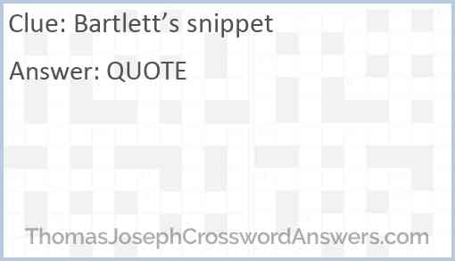 Bartlett’s snippet Answer