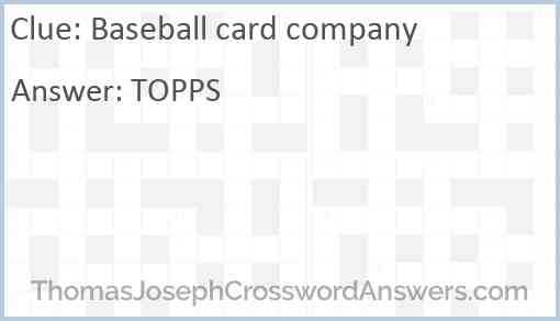 Baseball card company Answer