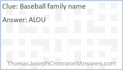 Baseball family name Answer