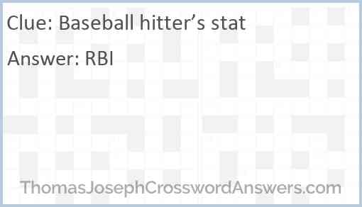 Baseball hitter’s stat Answer
