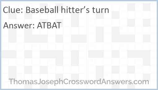 Baseball hitter’s turn Answer