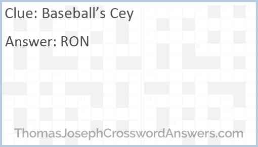 Baseball’s Cey Answer