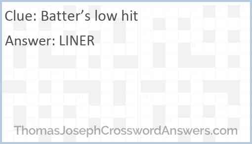 Batter’s low hit Answer