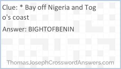 * Bay off Nigeria and Togo's coast Answer