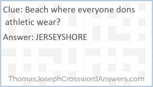 Beach where everyone dons athletic wear? Answer