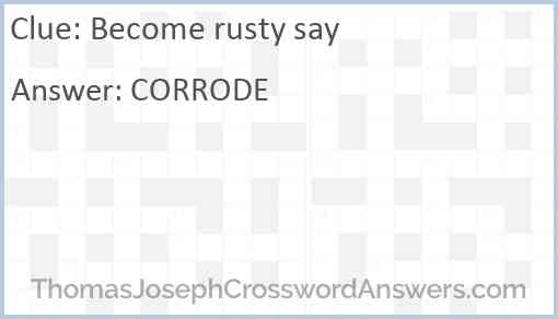 Become rusty say Answer