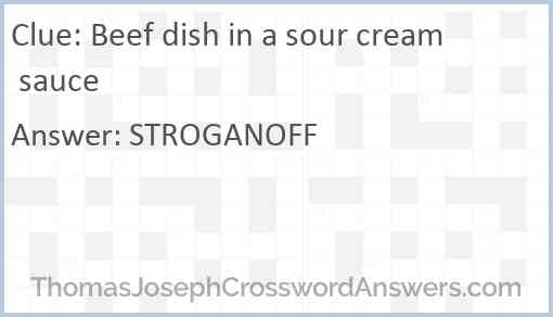 Beef dish in a sour cream sauce Answer