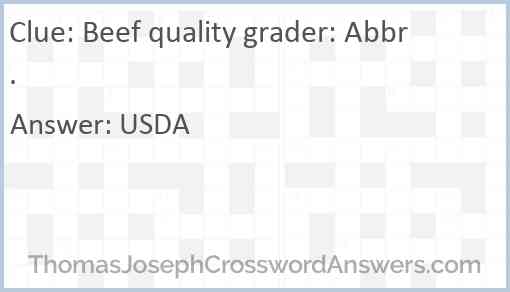 Beef quality grader: Abbr. Answer