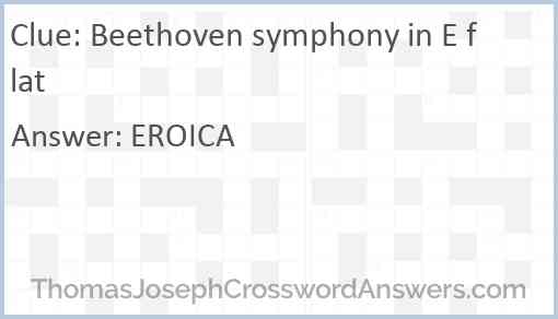 Beethoven symphony in E flat Answer