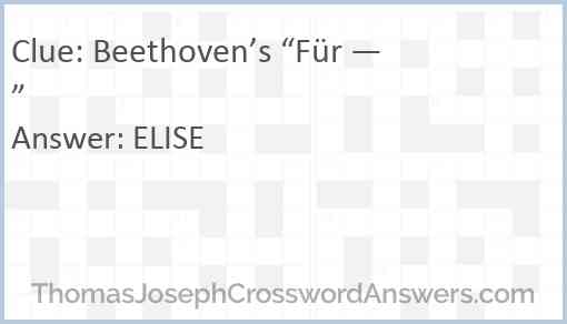 Beethoven’s “Für —” Answer