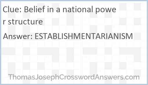 Belief in a national power structure Answer