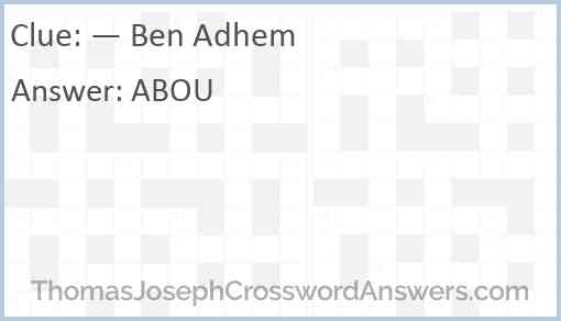 — Ben Adhem Answer