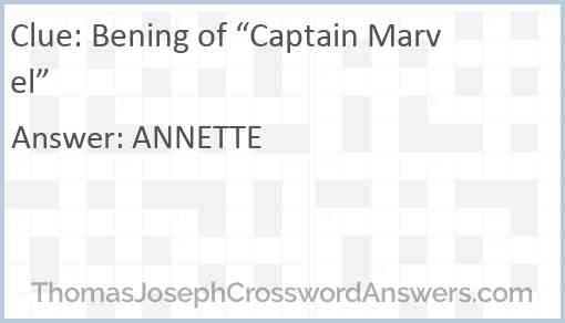 Bening of “Captain Marvel” Answer
