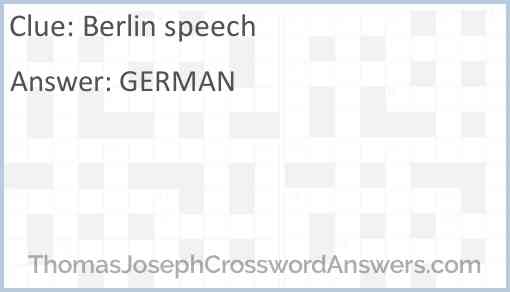 Berlin speech Answer
