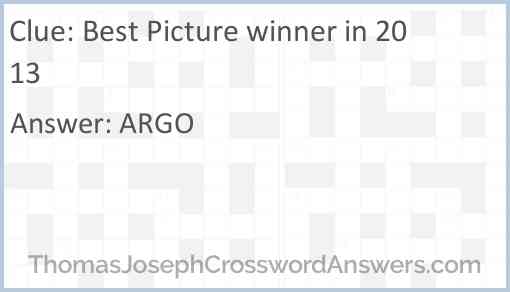Best Picture winner in 2013 Answer