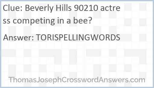 Beverly Hills 90210 actress competing in a bee? Answer