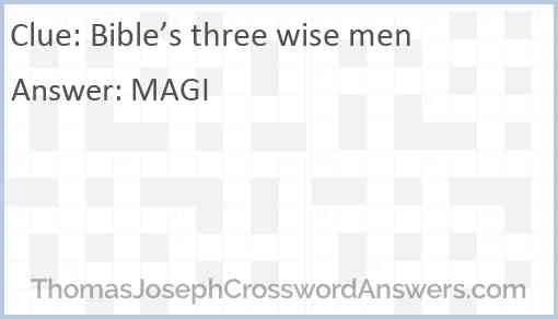 Bible’s three wise men Answer