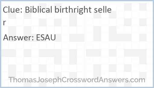 Biblical birthright seller Answer