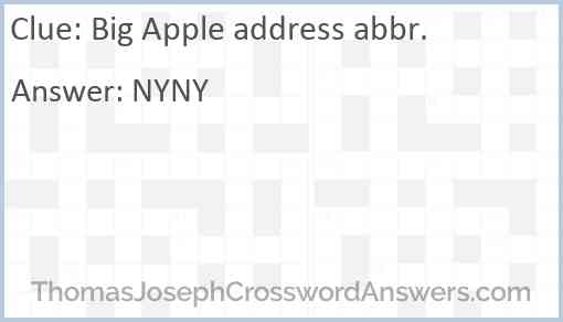 Big Apple address abbr. Answer