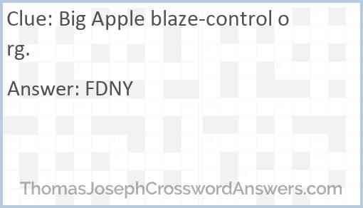 Big Apple blaze-control org. Answer
