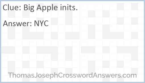 Big Apple inits. Answer