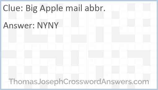 Big Apple mail abbr. Answer