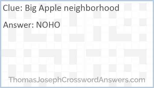 Big Apple neighborhood Answer