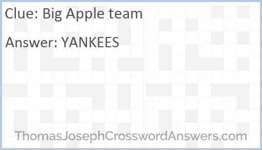 Big Apple team Answer