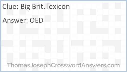 Big Brit. lexicon Answer