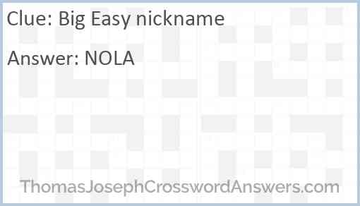 Big Easy nickname Answer