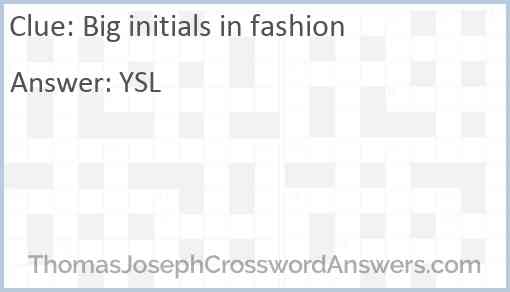 Big initials in fashion Answer