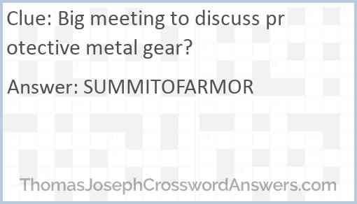 Big meeting to discuss protective metal gear? Answer