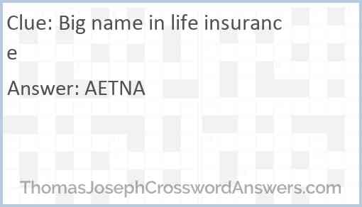 Big name in life insurance Answer