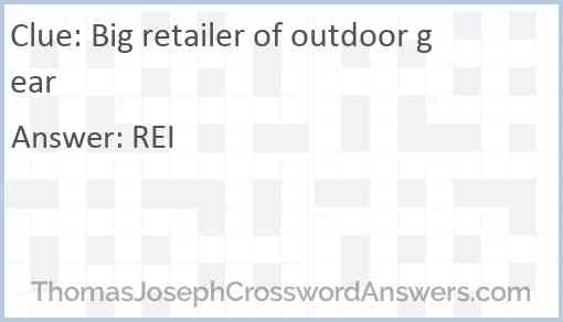 Big retailer of outdoor gear Answer
