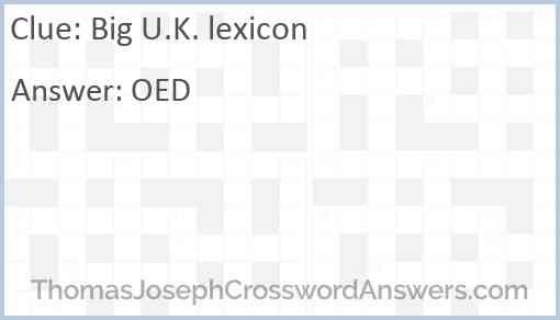 Big U.K. lexicon Answer