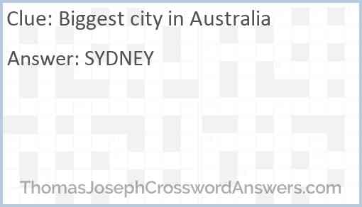 Biggest city in Australia Answer
