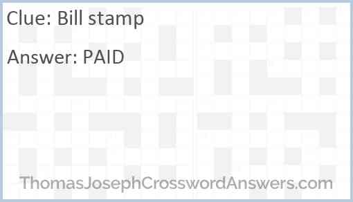 Bill stamp Answer