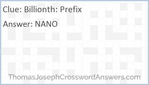 Billionth: Prefix Answer