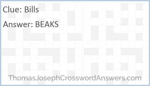 Bills crossword clue ThomasJosephCrosswordAnswers com