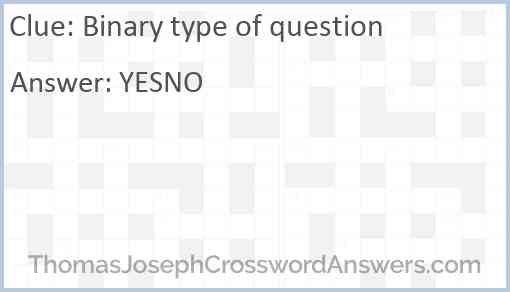 Binary type of question Answer