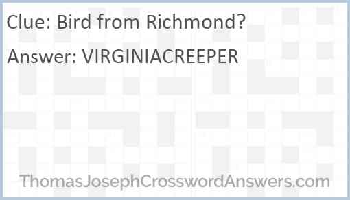 Bird from Richmond? Answer