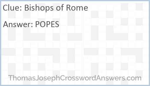Bishops of Rome Answer
